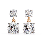 Luxury round double diamond earrings