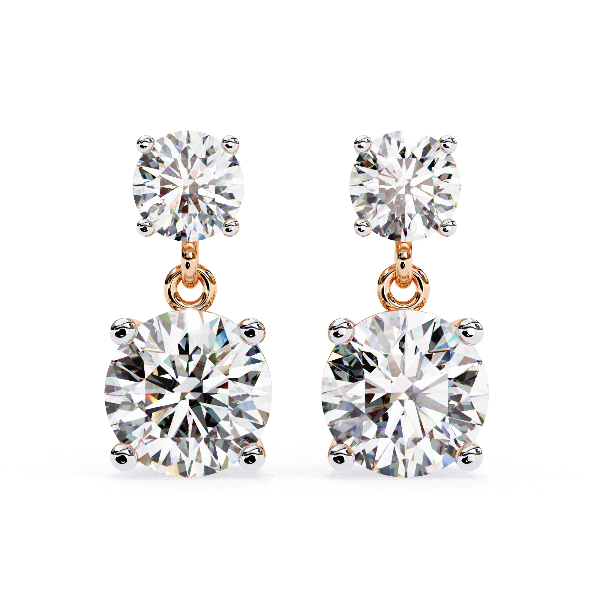 Luxury round double diamond earrings