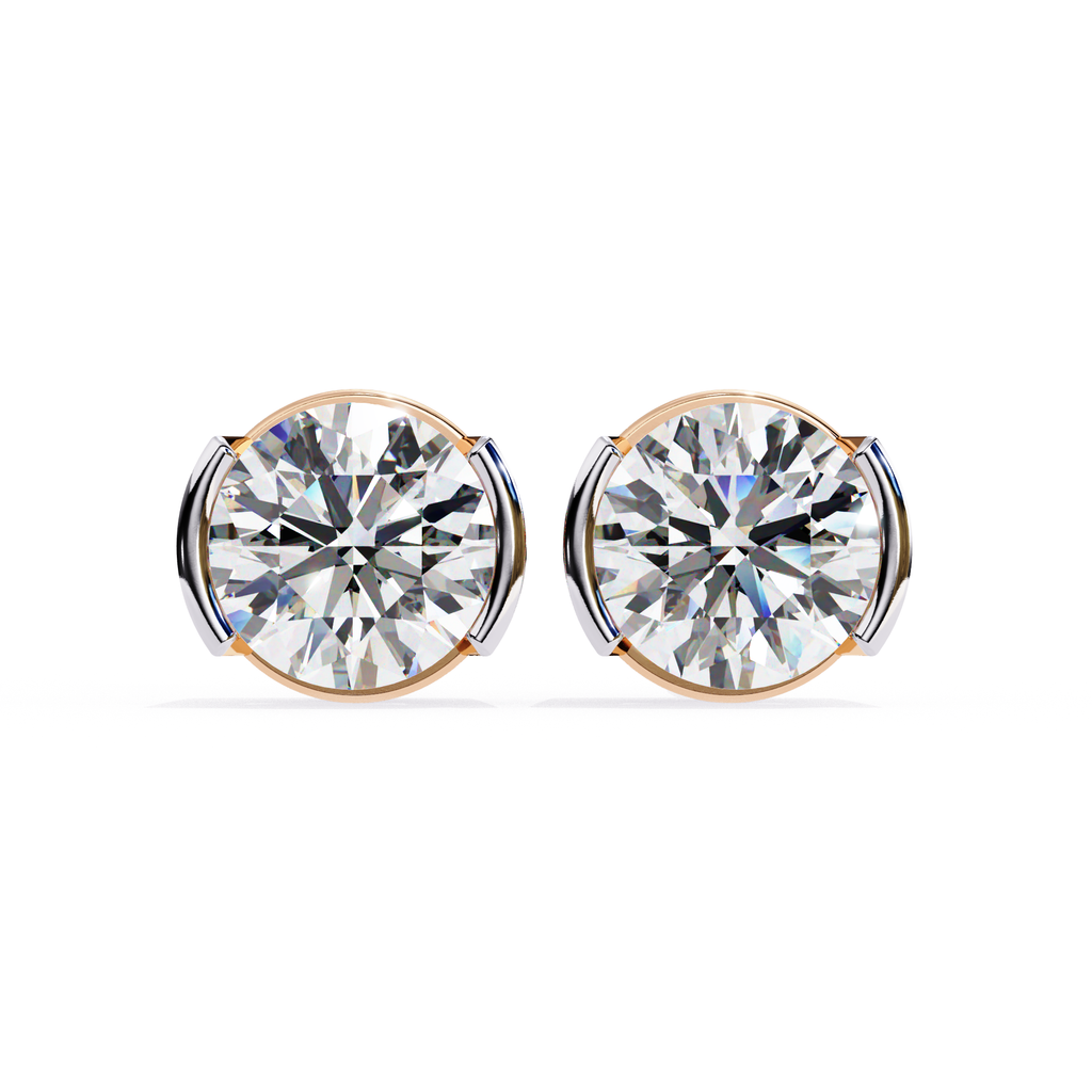 Contemporary round diamond stud earrings
