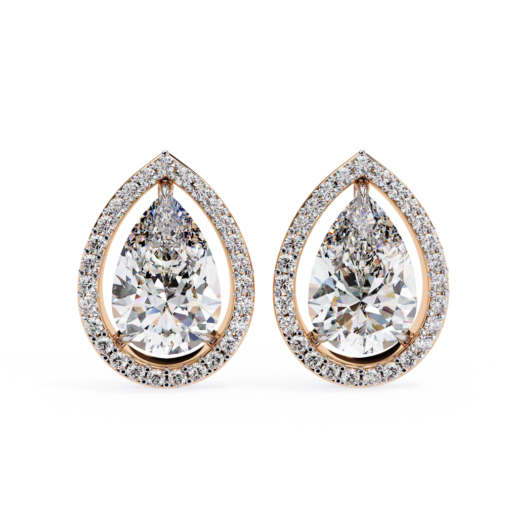 Luxury Pear shaped diamond stud earrings