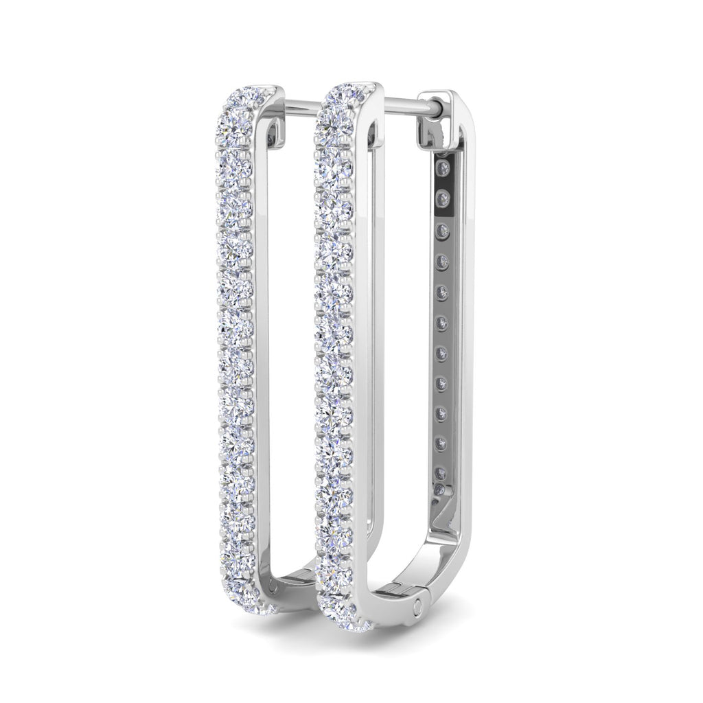 Contemporary rectangular diamond earrings in White Gold