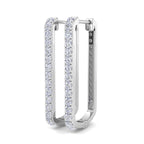 Contemporary rectangular diamond earrings in White Gold