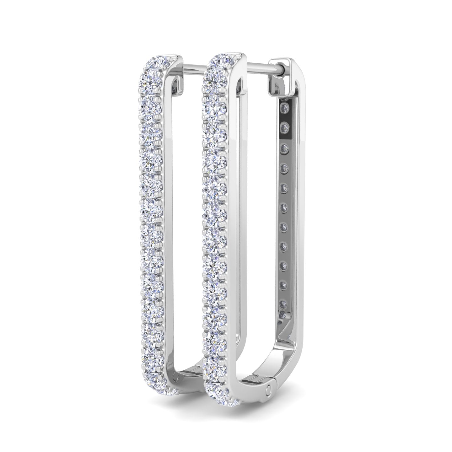 Contemporary rectangular diamond earrings in White Gold