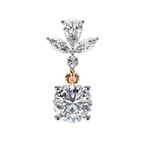 Luxury diamond drop earrings round solitaire with leaf design