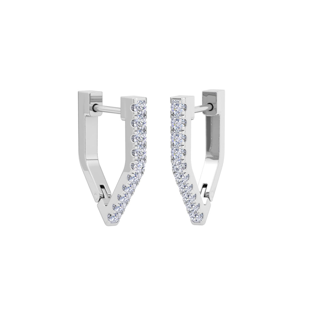 Stylish rose gold V shaped diamond earrings