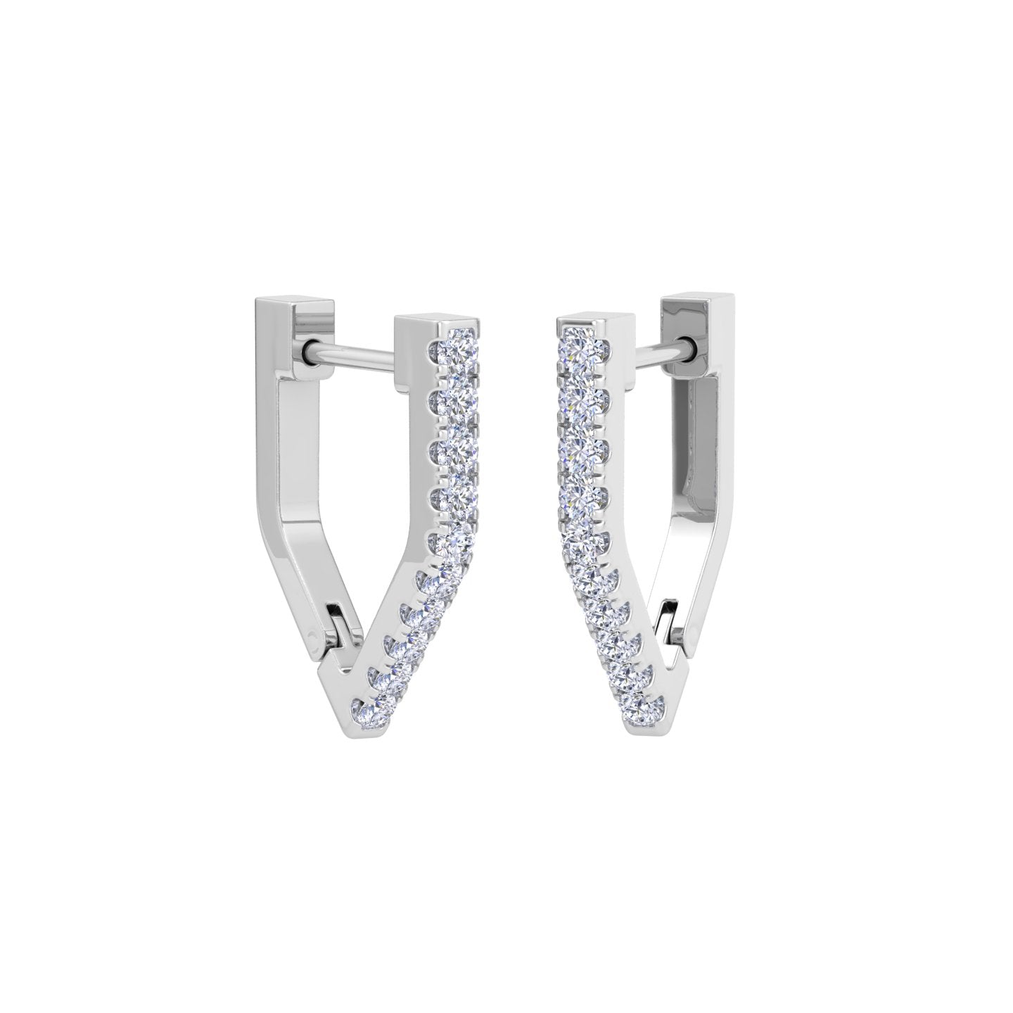 Stylish rose gold V shaped diamond earrings
