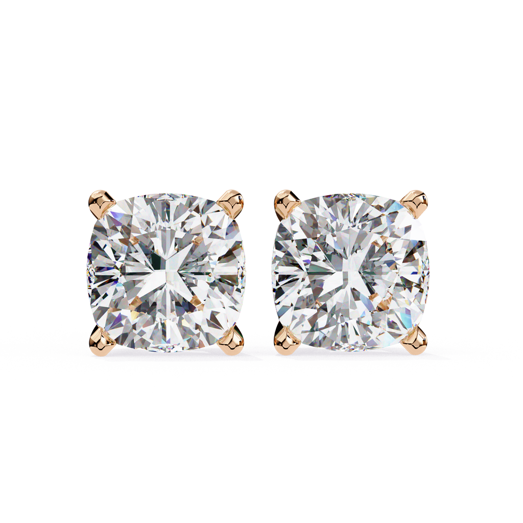 Minimal cushion diamond stud earrings everyday wear