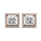 Luxury princess cut diamond stud earrings