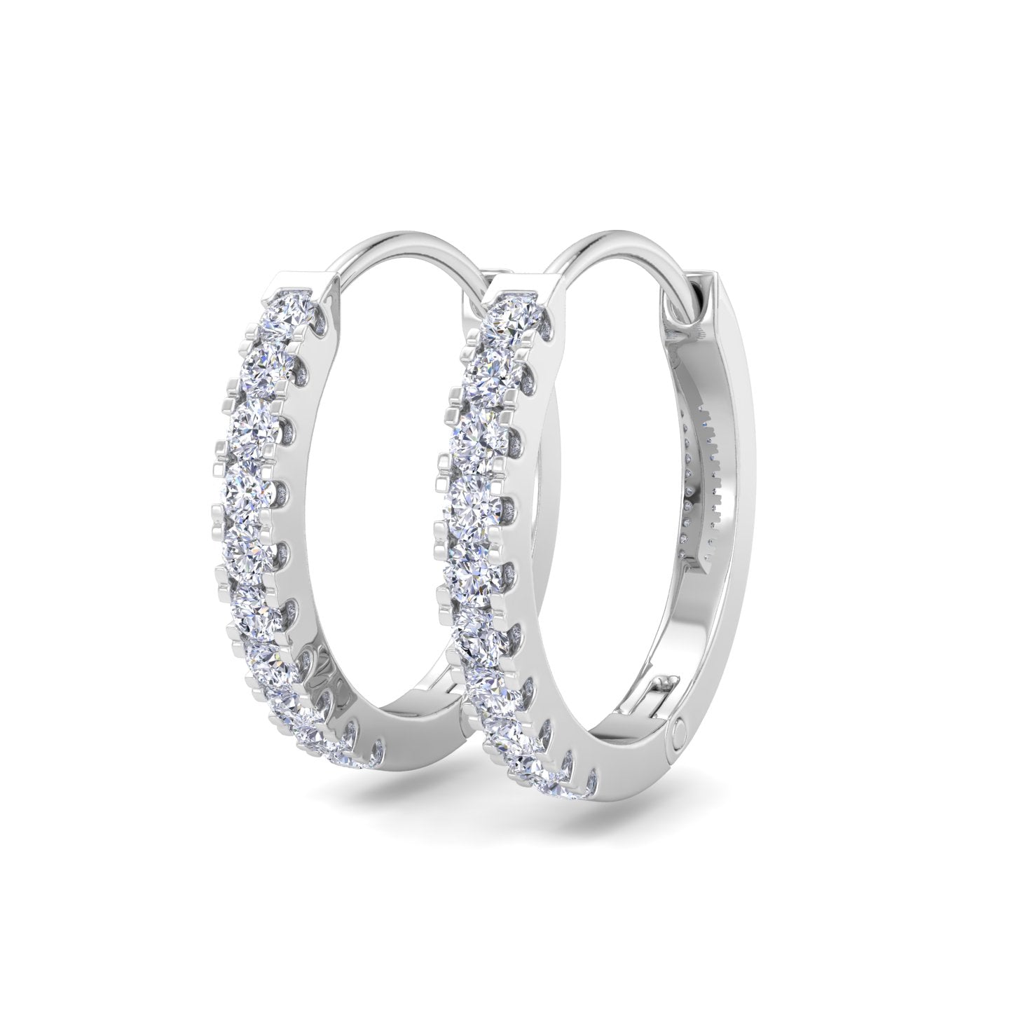 Classic white gold pavé diamond hoop earrings