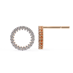 Round  circle diamond stud earrings in Rose Gold
