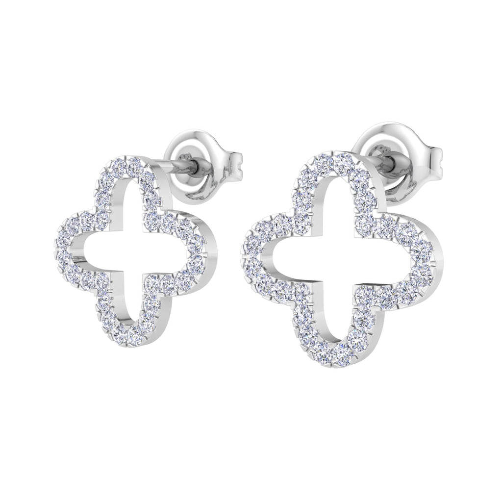 Clover diamond white gold studs