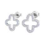 Clover diamond white gold studs