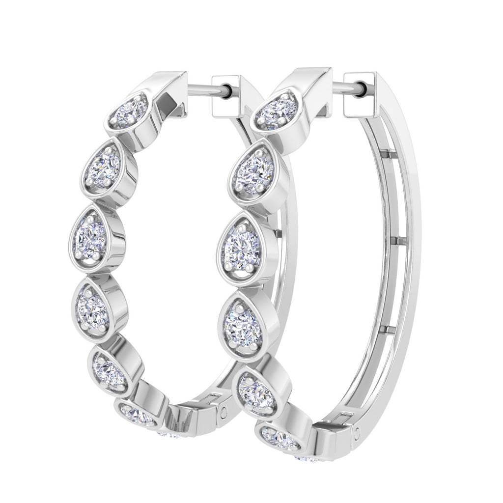 Lab grown pear diamond hoop earrings