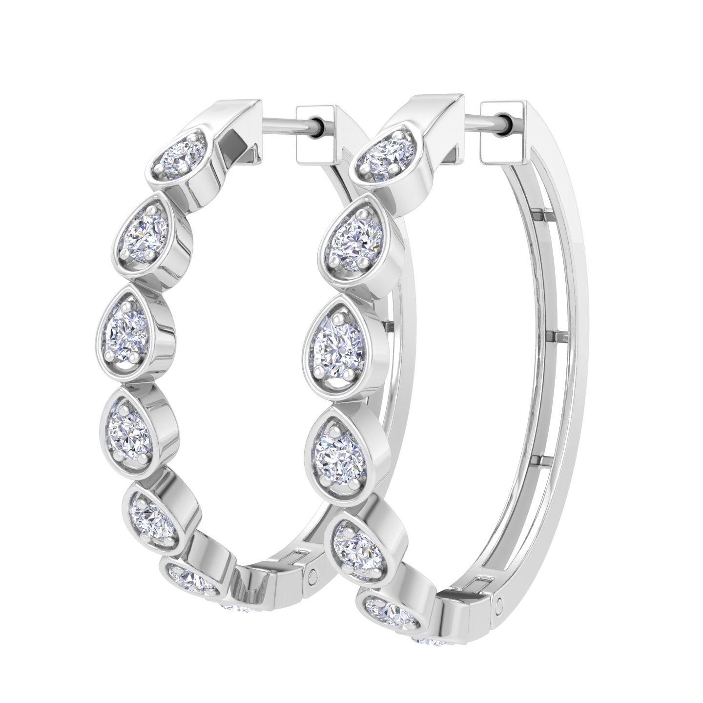 Lab grown pear diamond hoop earrings