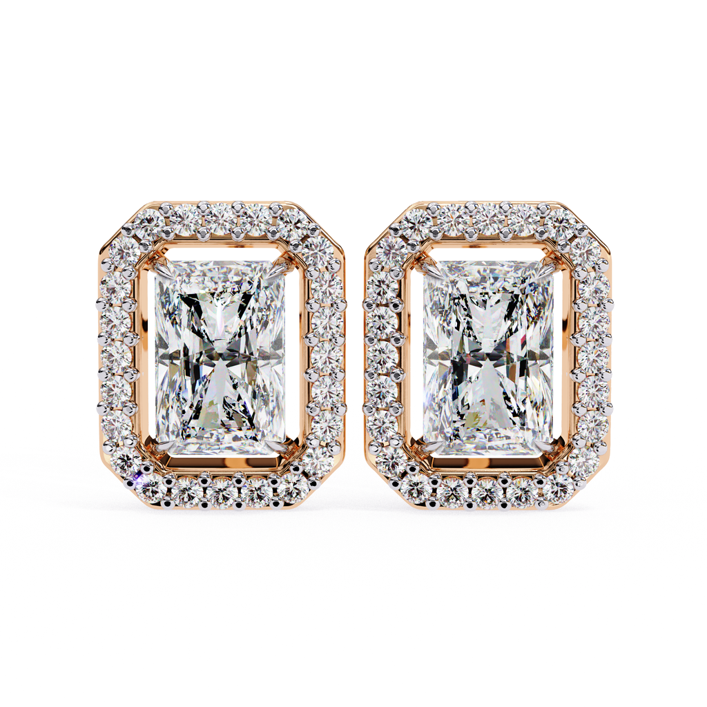 Luxury Radiant cut diamond stud earrings
