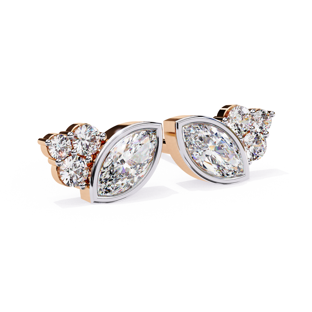 Designer diamond stud earrings in Rose Gold