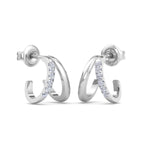 Modern double hoop earrings with small round diamonds