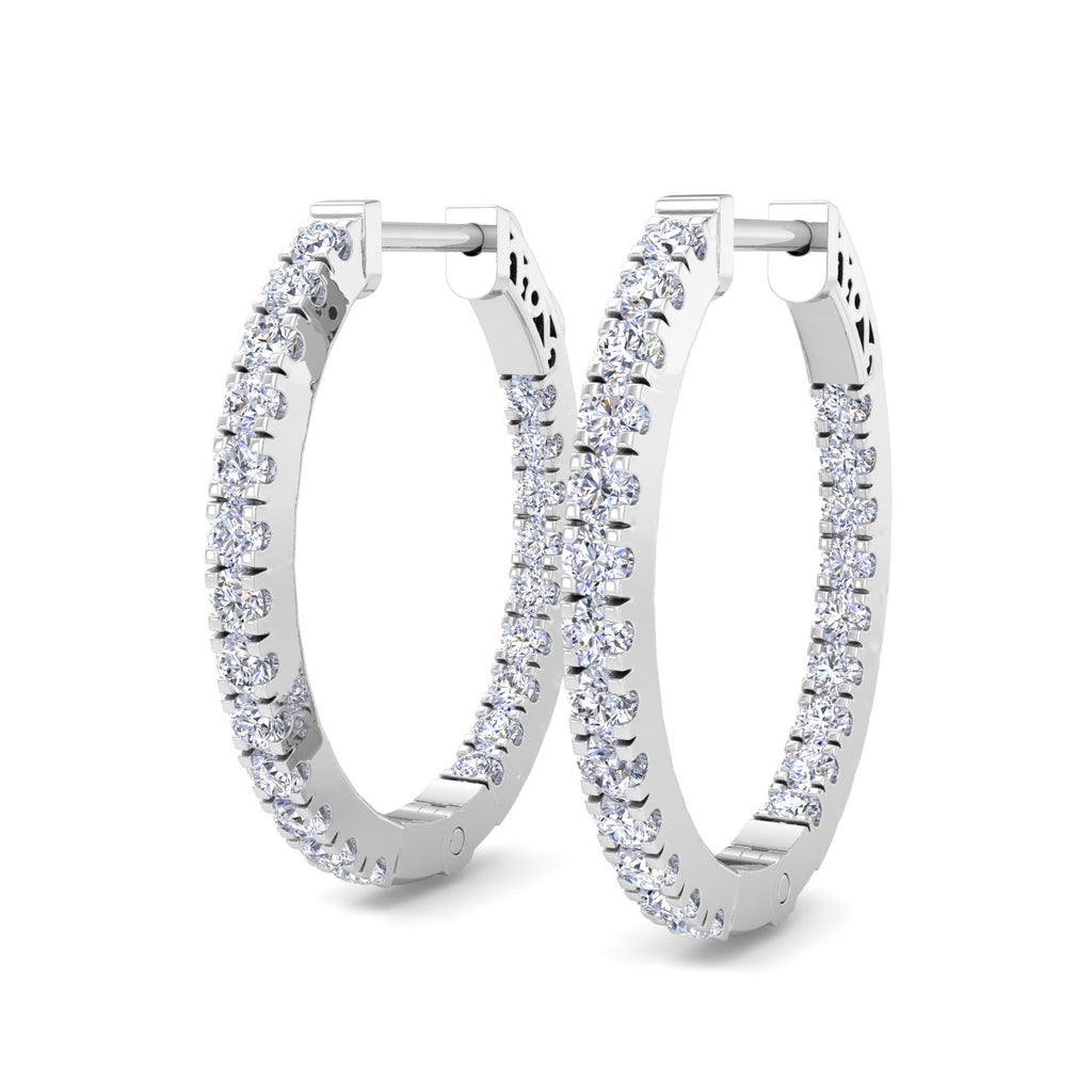 Modern diamond hoop earrings with lab grown diamonds