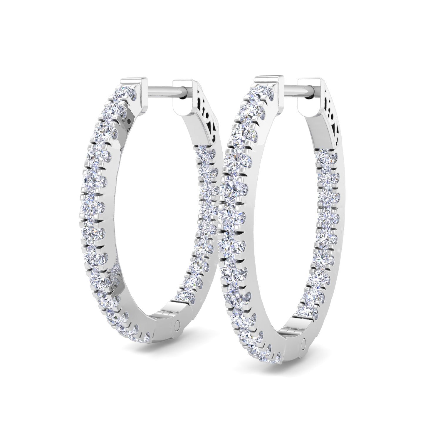 Modern diamond hoop earrings with lab grown diamonds