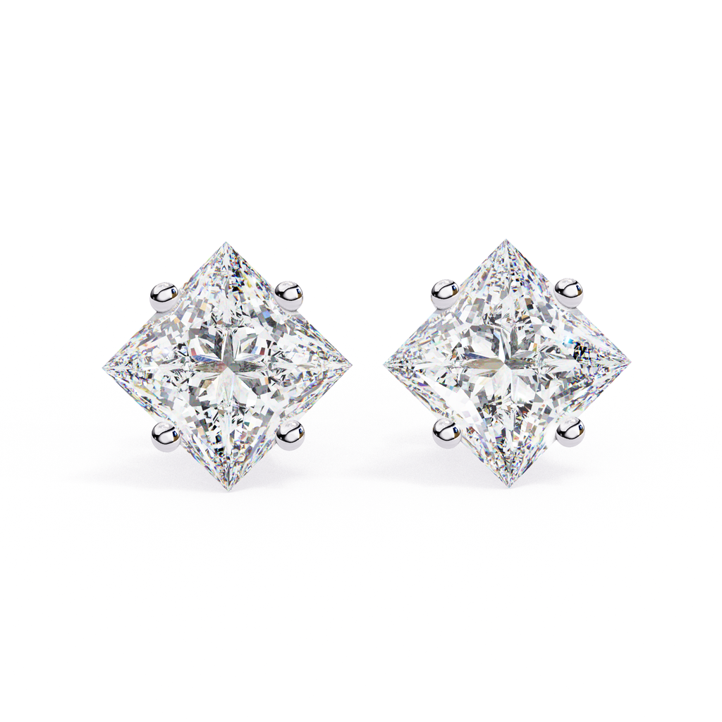 Minimal square diamond stud earrings everyday wear