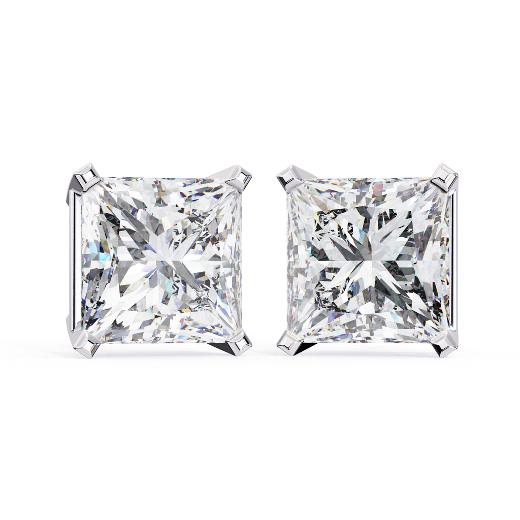 Minimal square diamond stud earrings everyday wear