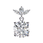 Luxury diamond drop earrings round solitaire with leaf design