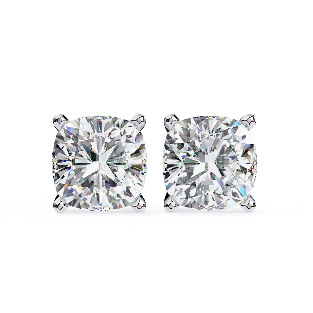 Minimal cushion diamond stud earrings everyday wear