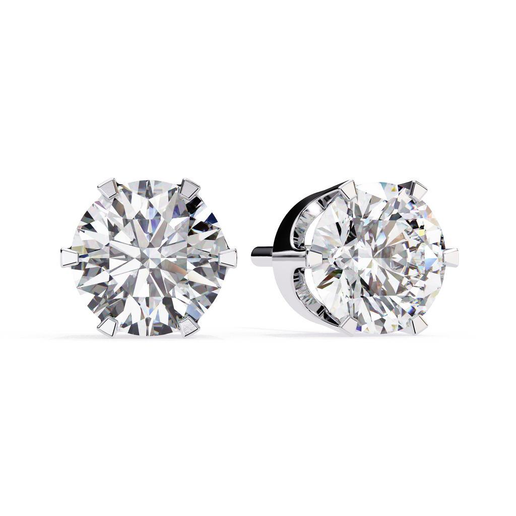 Round halo diamond stud earrings in White Gold