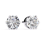 Round halo diamond stud earrings in White Gold