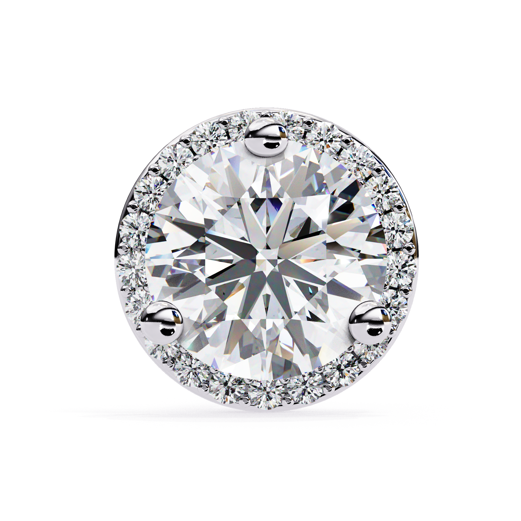 Classic solitaire look round diamond halo earrings