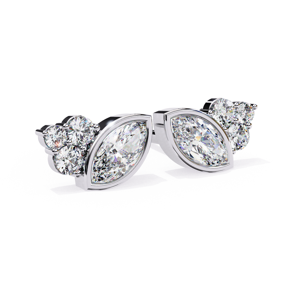 Designer diamond stud earrings in White Gold