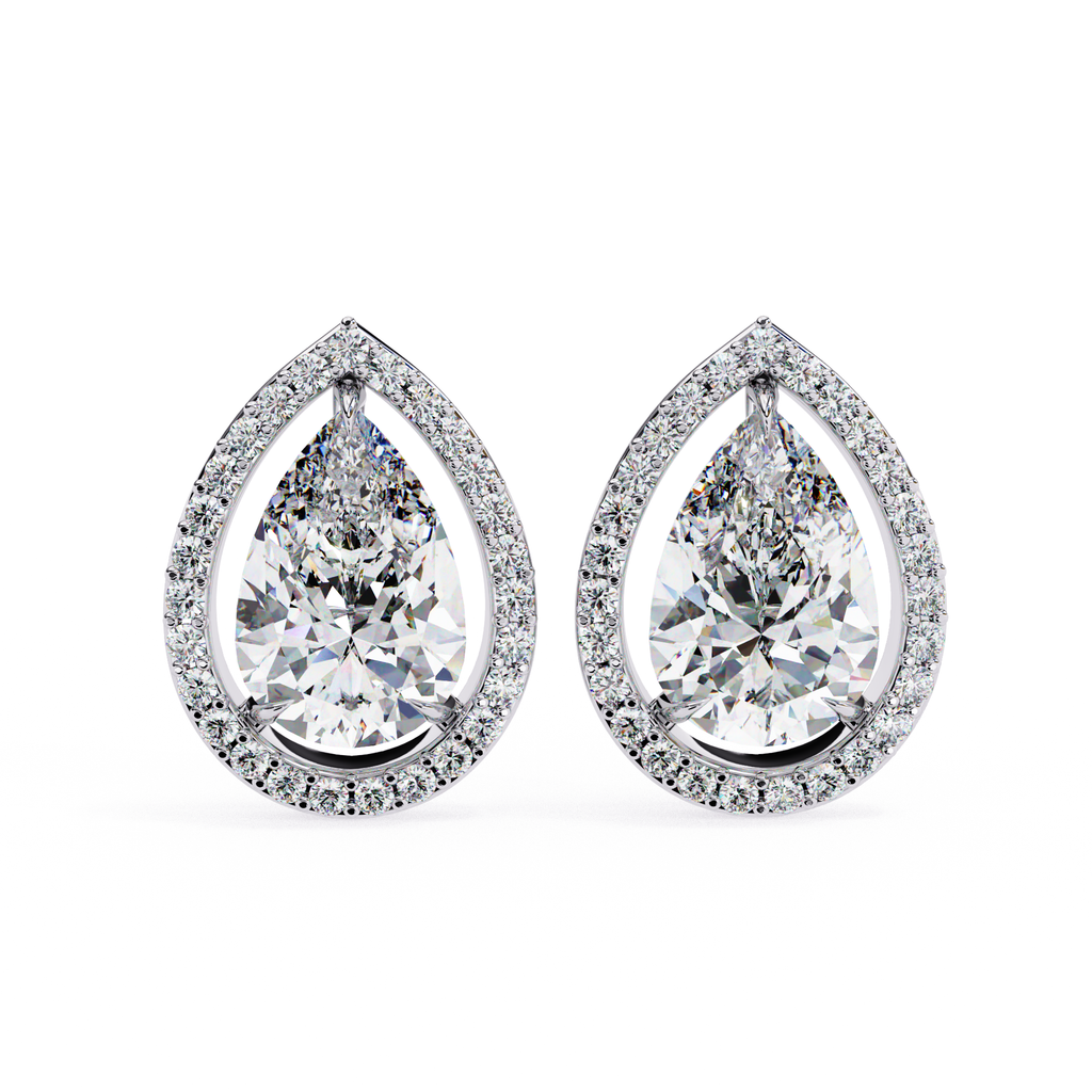 Luxury Pear shaped diamond stud earrings