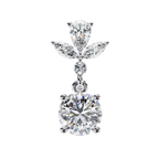 Luxury diamond drop earrings round solitaire with leaf design