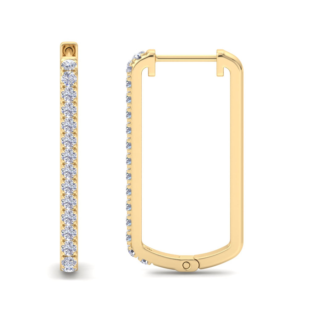 Rectangular diamond hoop earrings