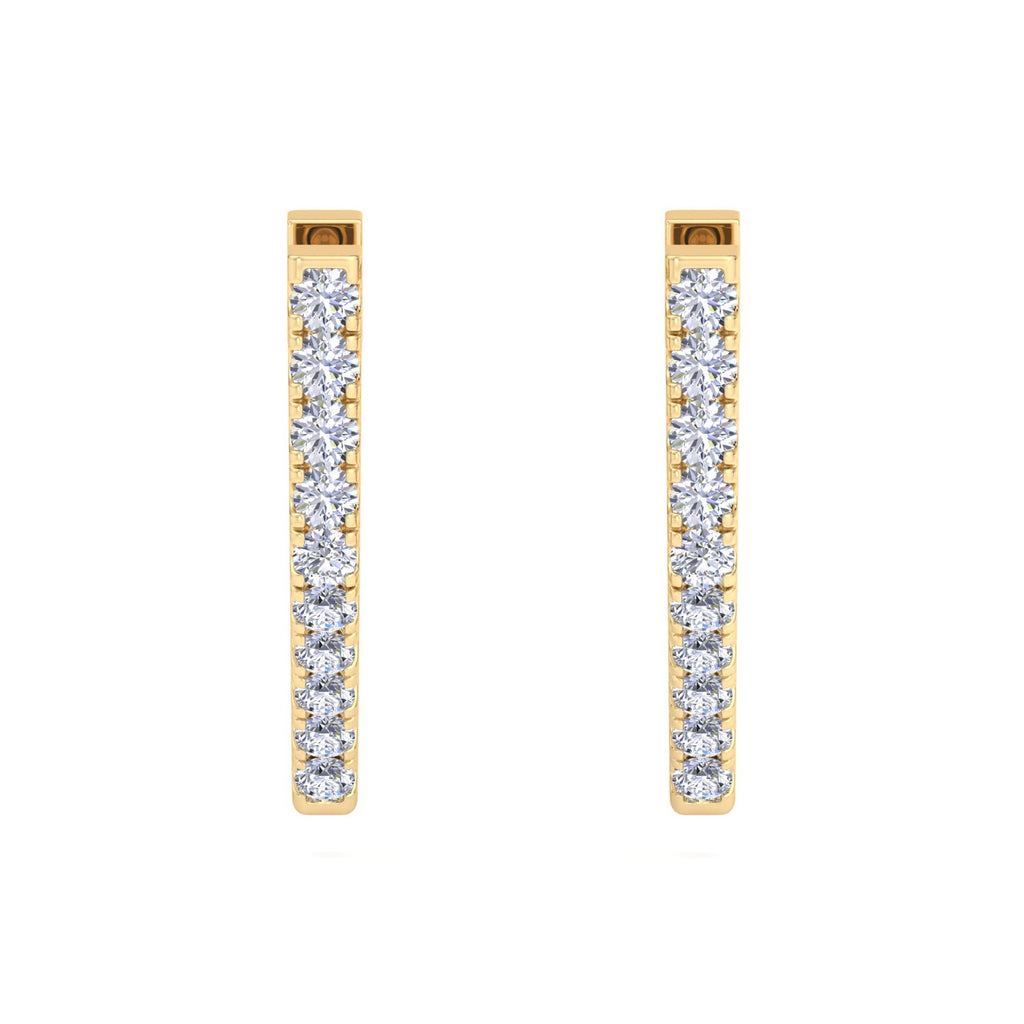 Modern V shape diamond hoop earrings
