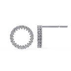 Round circle diamond stud earrings in White Gold
