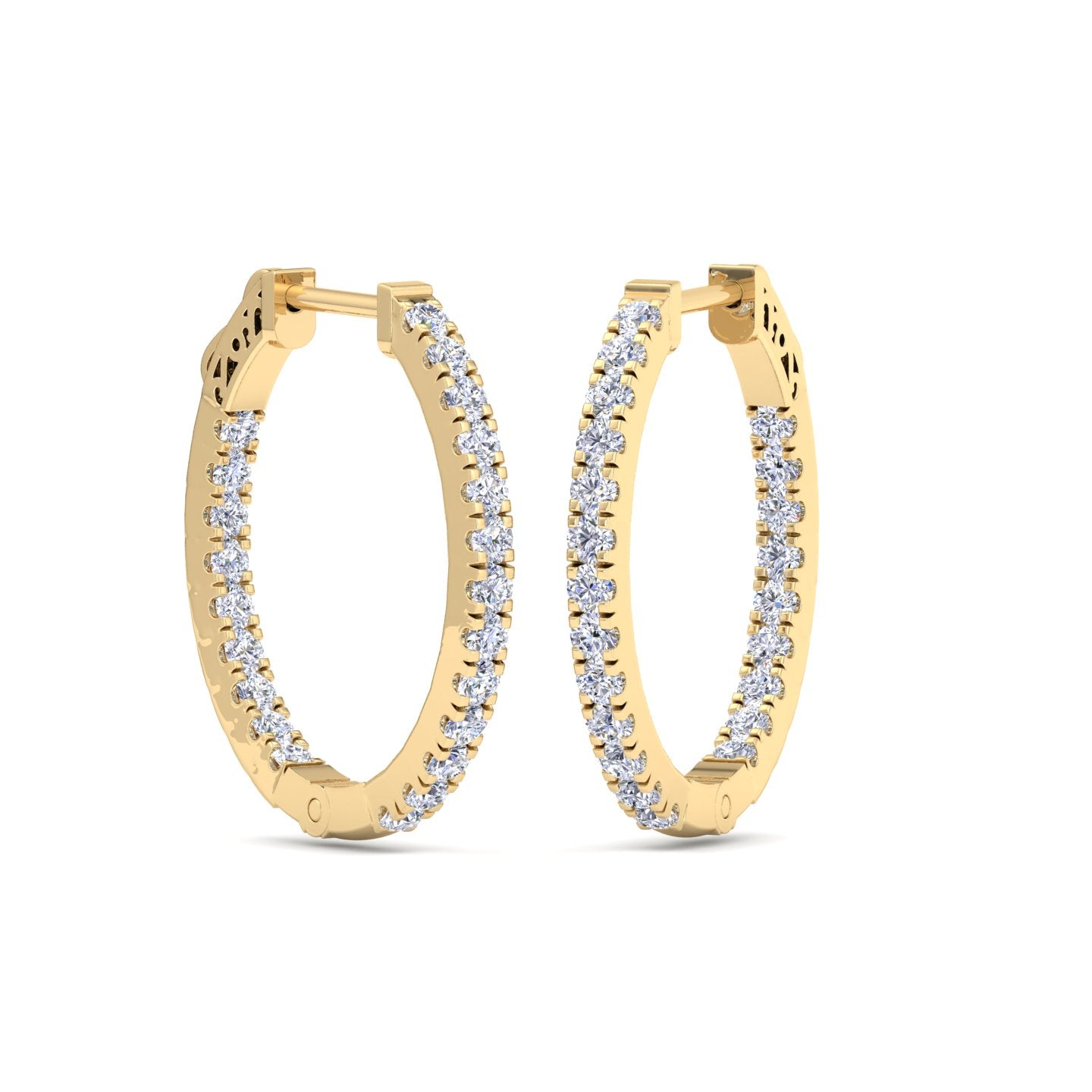 Gold diamond huggies with round hoop shape