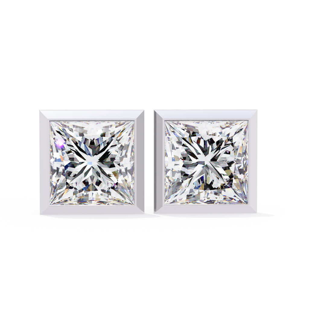 Square diamond stud earrings