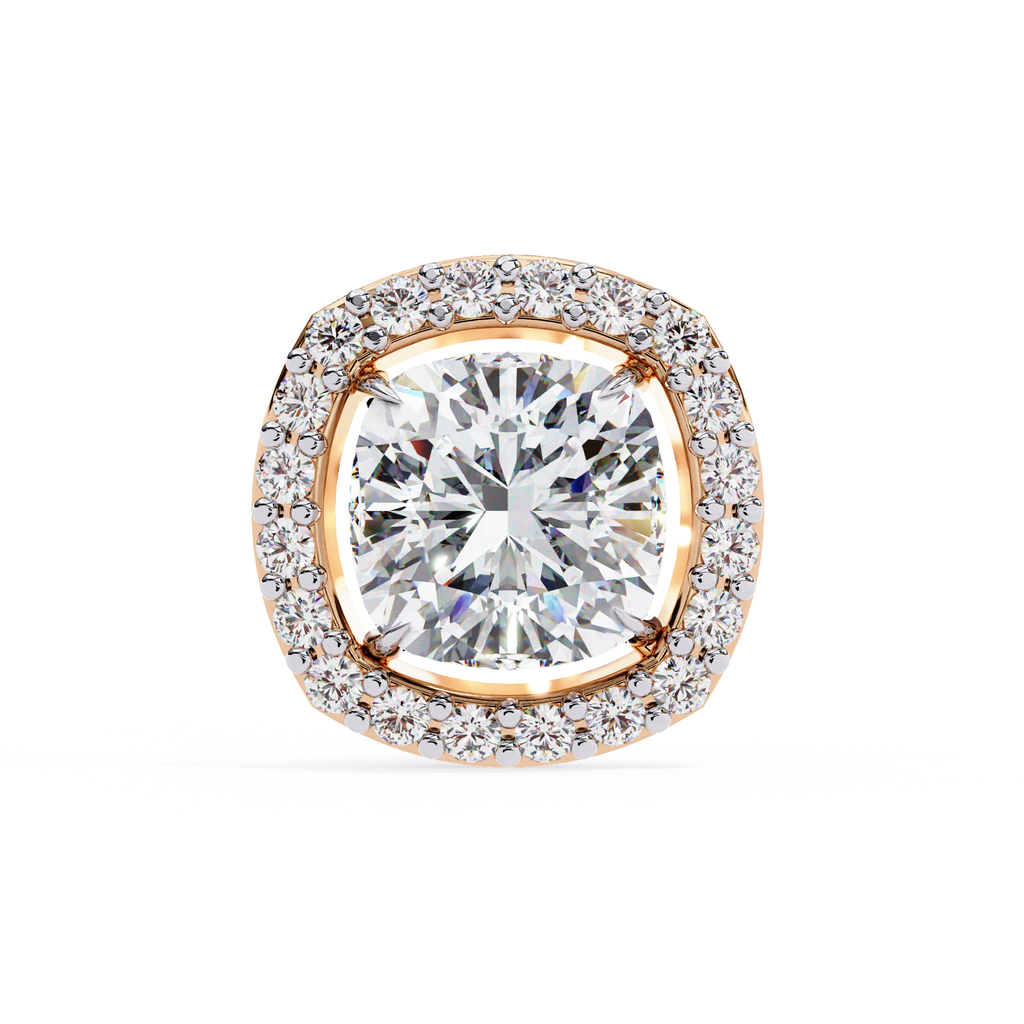 Elegant Cushion cut halo diamond stud earrings