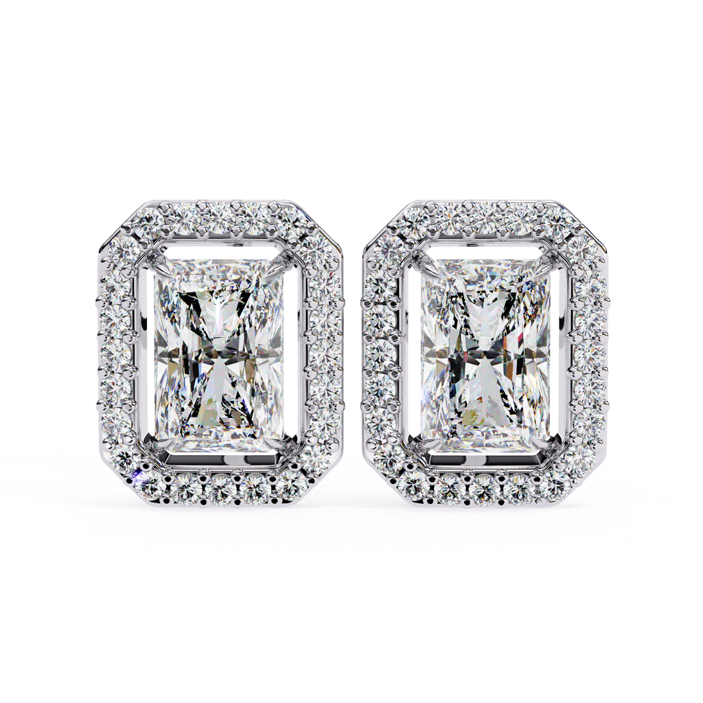 Luxury Radiant cut diamond stud earrings