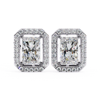 Luxury Radiant cut diamond stud earrings