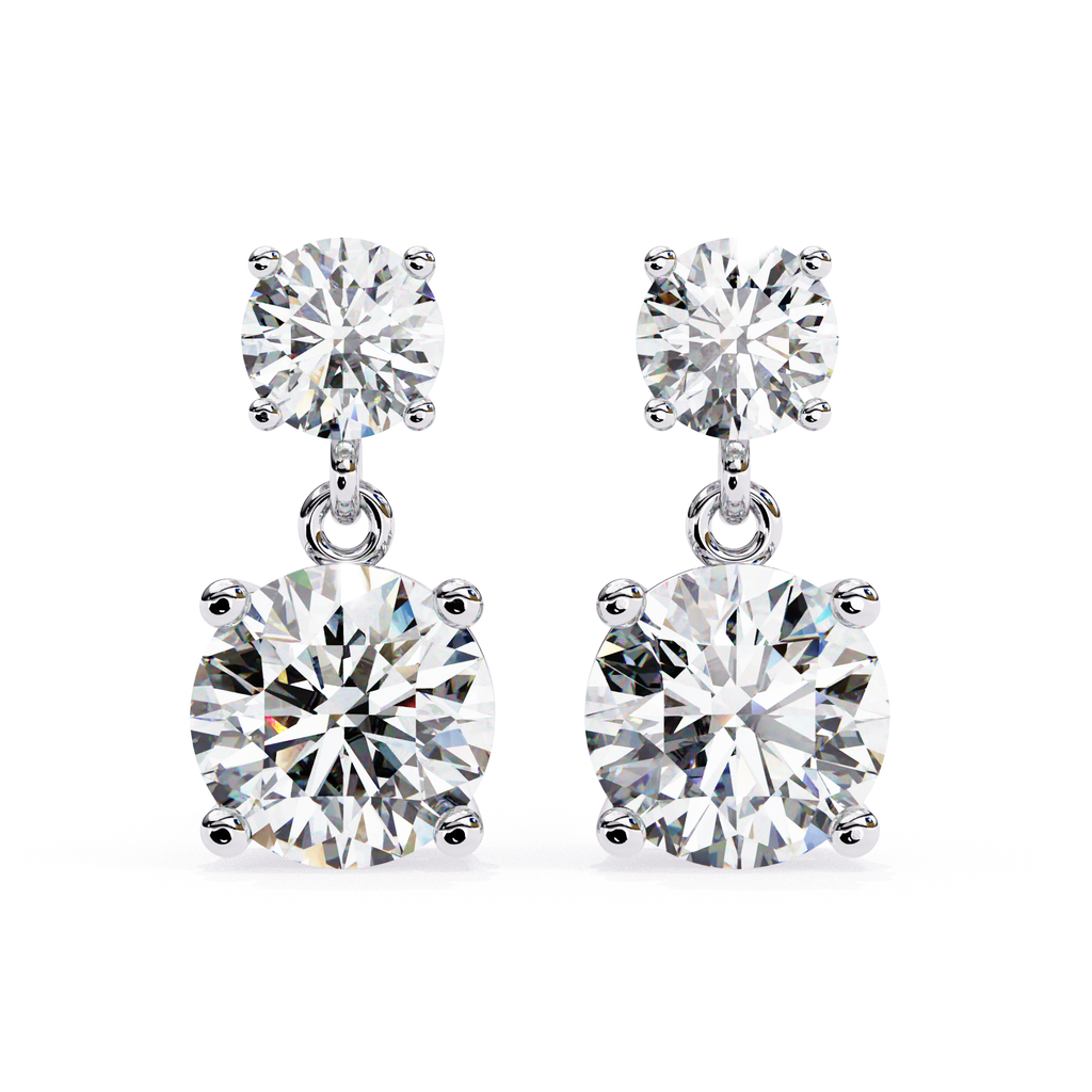 Luxury round double diamond earrings