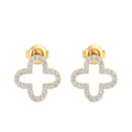 Gold clover-shaped diamond earrings