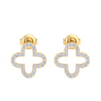 Gold clover-shaped diamond earrings