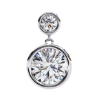 Bezel set round diamond drop earrings