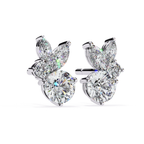 Trendy diamond stud earrings with modern floral design