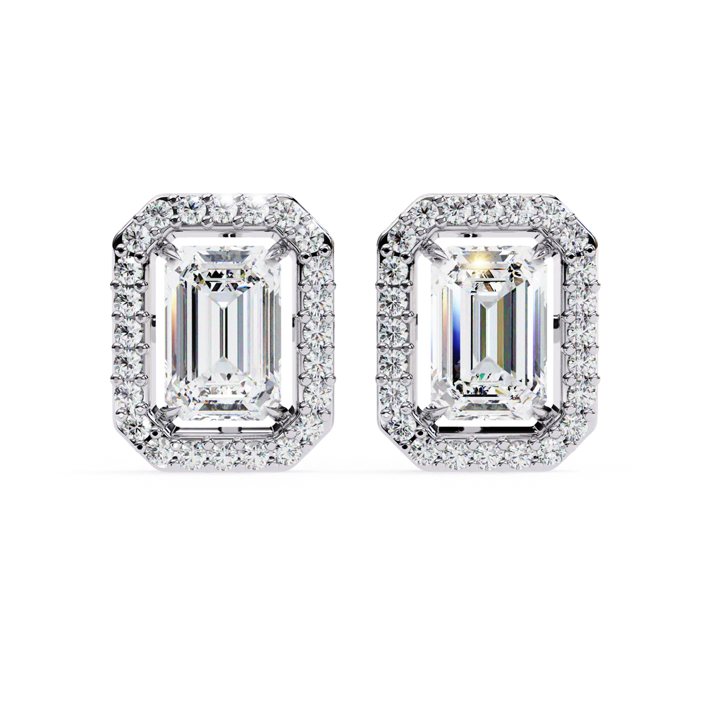 Luxury Emerald cut diamond stud earrings