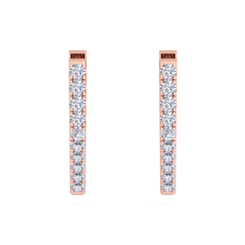 Modern V shape diamond hoop earrings