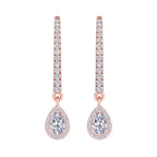 Rose Gold hoop earrings with pear shaped diamond