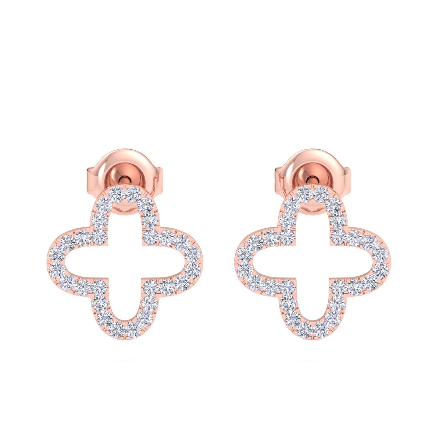 Rose Gold clover-shaped diamond earrings